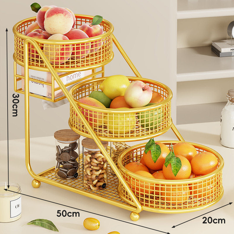 Tiered Angled Mesh Fruit & Produce Organizer with Removable Round Baskets