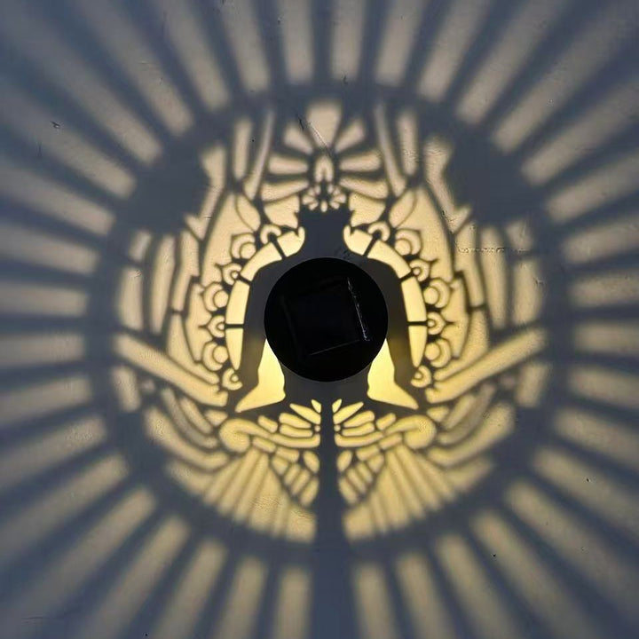 Outdoor Mandala Solar Projection Wall Lights With Patterned Metal Casing And Automatic Dusk-To-Dawn Sensor Kalsten