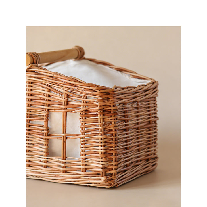 Large storage basket with wooden handle Kalsten
