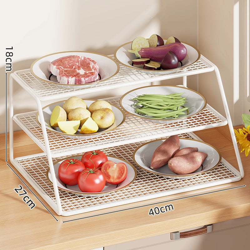 Four-Tier Mesh Kitchen Countertop Organizer Rack