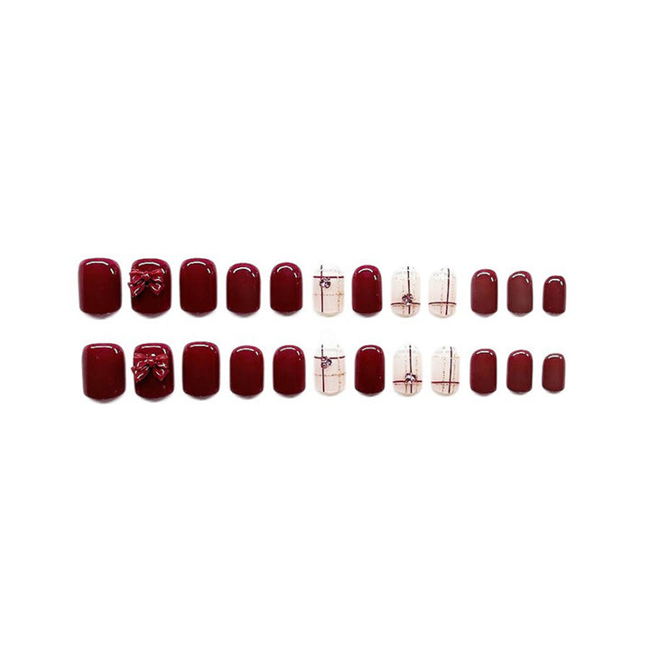Decorative Press-On Nail Art Set with 3D Bow Accents Kalsten