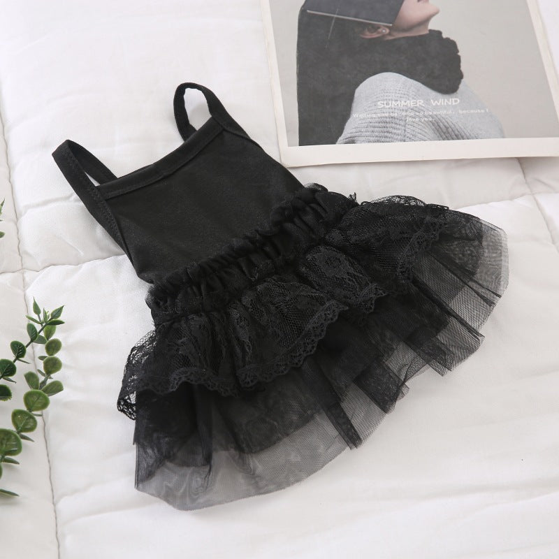 Infant Lace-Trim Tiered Tulle Dress with Spaghetti Straps