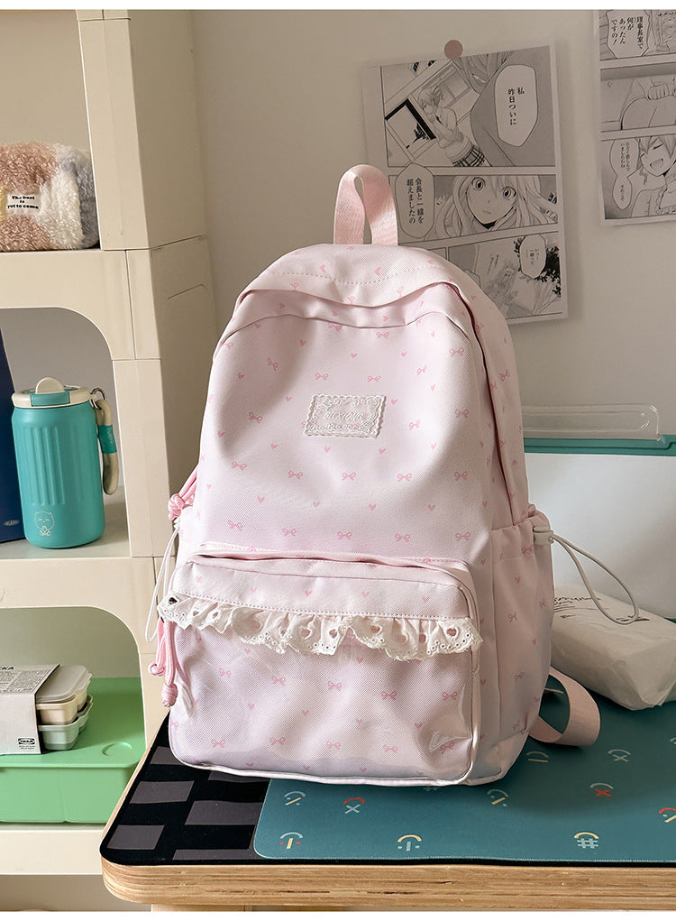 Cute Bow-Embellished Casual Backpack Kalsten