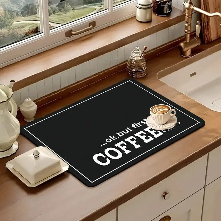 Coffee-Themed Decorative Kitchen Mat