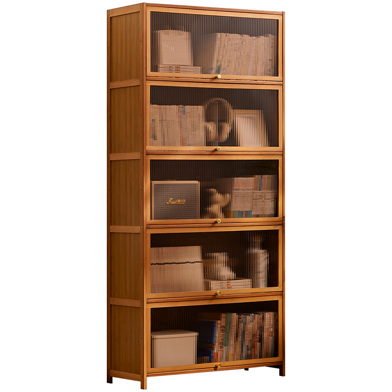 Bookcase with Transparent Glass Doors and Sturdy Shelves Kalsten