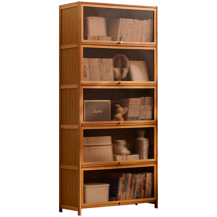 Bookcase with Transparent Glass Doors and Sturdy Shelves Kalsten