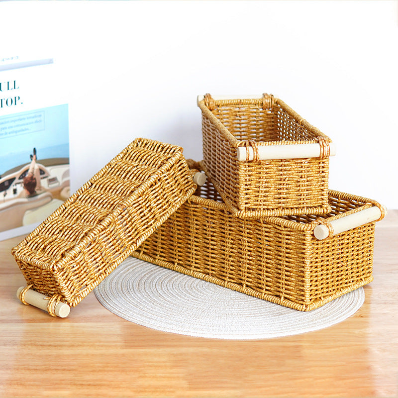 Versatile Woven Rectangular Storage Basket Kalsten