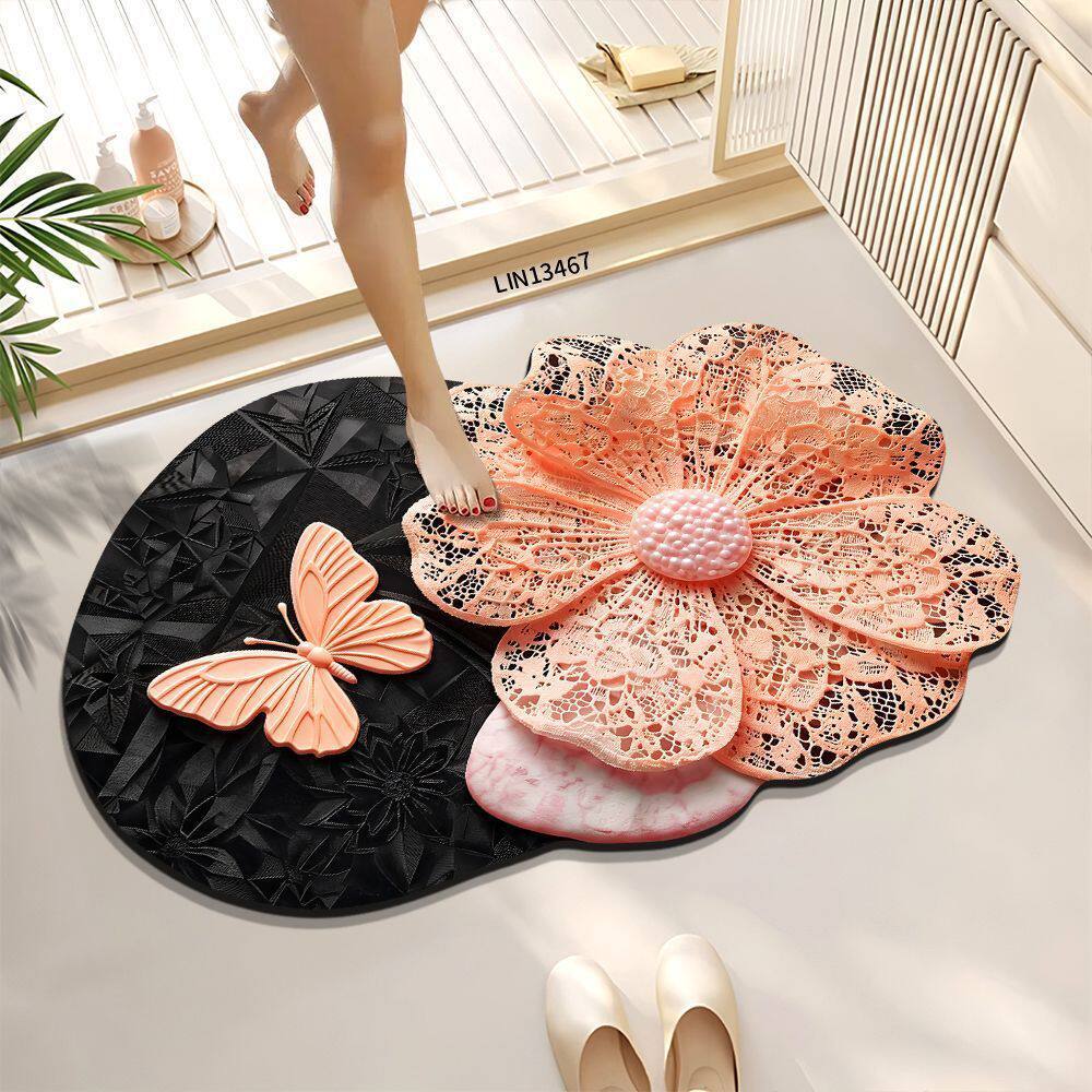 Floral Design Decorative Bath Mat