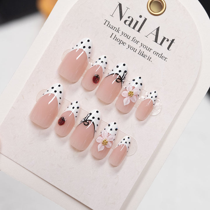 Artistic Stiletto Press-On Nails with Floral Accents