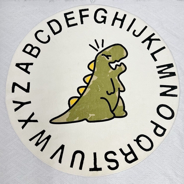 Round Educational Baby Play Rug with Alphabet Border and Bear Illustration