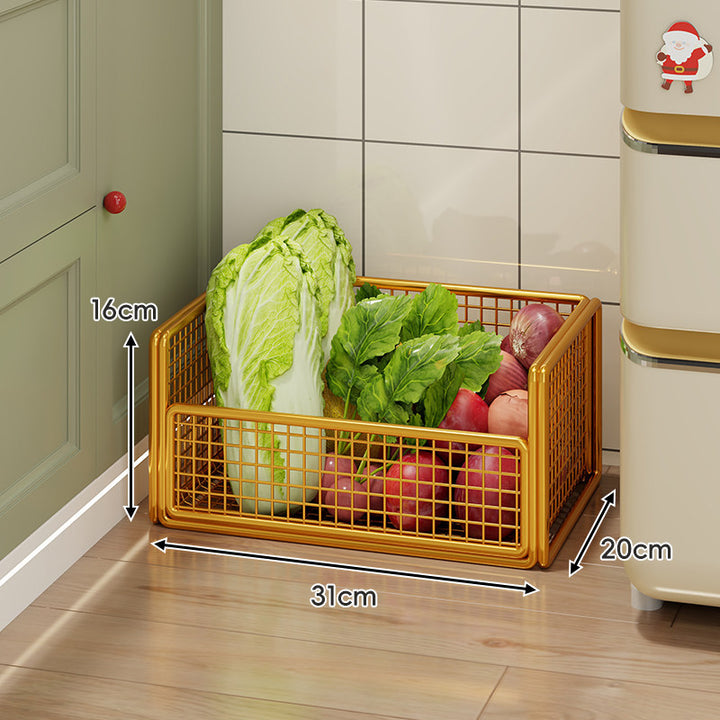 Two-Tier Metal Mesh Pantry and Countertop Produce Storage Rack with Deep Ventilated Baskets