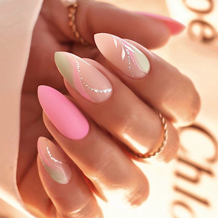 Premium Artistic Press-On Nail Set with Elegant Floral Designs Kalsten