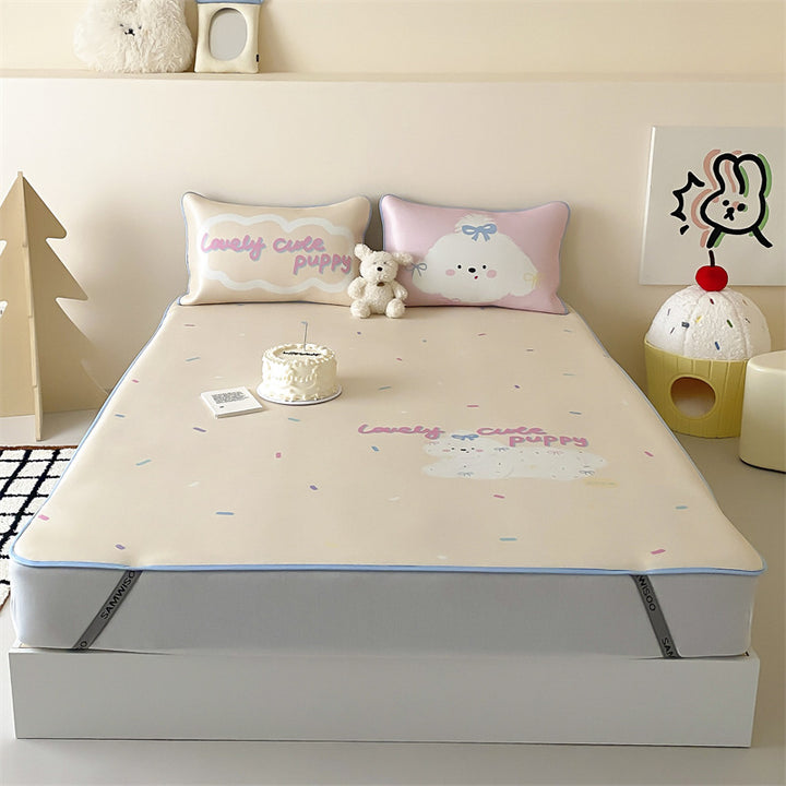 Child mattress topper with cute elephant print and non-slip bottom