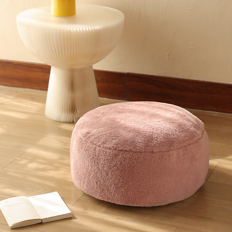 Round filled seat pouf made of cuddly teddy plush with a shape-stable core Kalsten