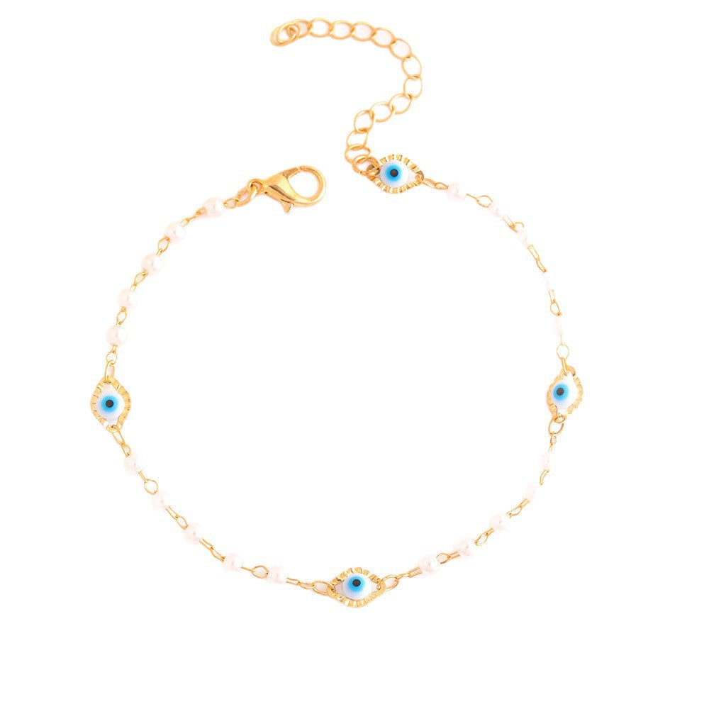 Elegant Pearl and Eye Charm Necklace Kalsten