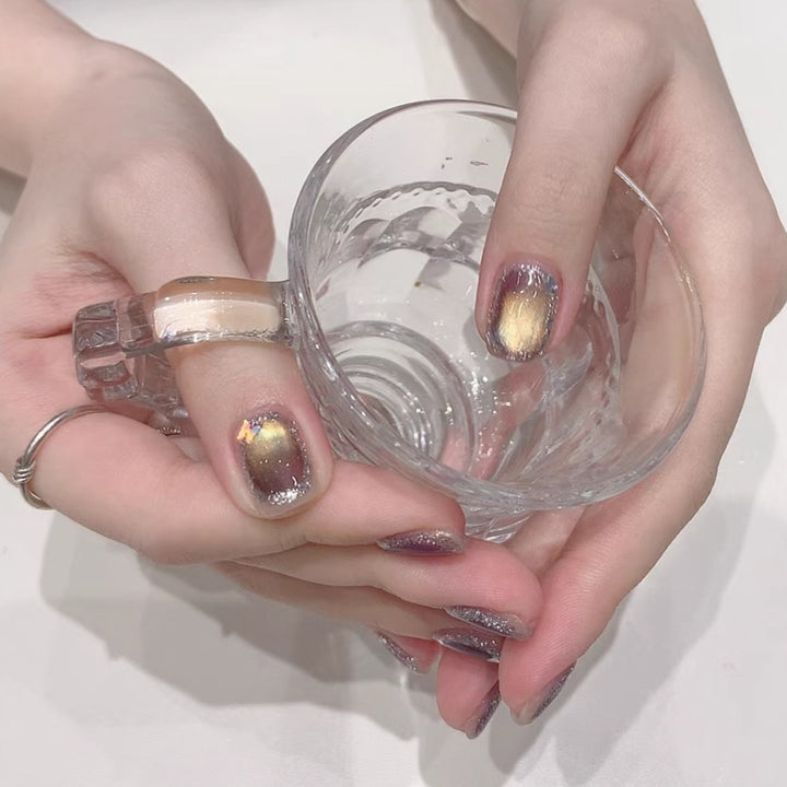 Metallic Galaxy Press-On Nail Art