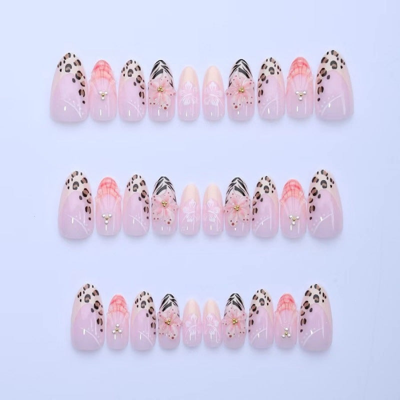 Artificial nail set with floral and leopard designs Kalsten