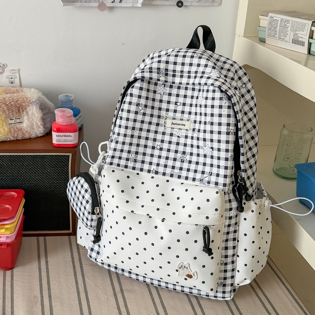 Stylish Checks Print Casual Backpack Kalsten