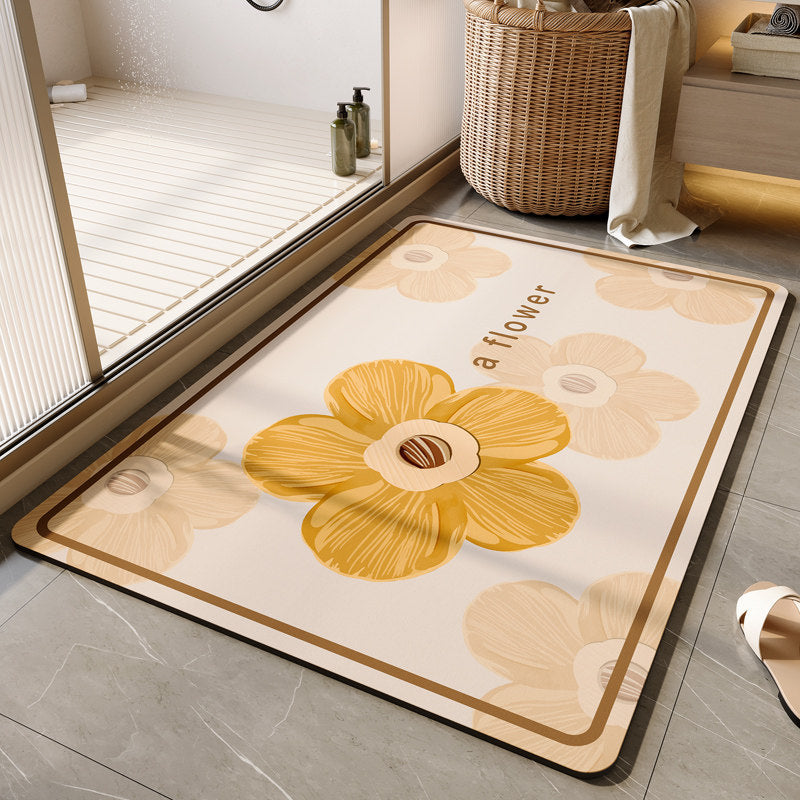 Floral-Themed Soft Bathroom Mat Kalsten