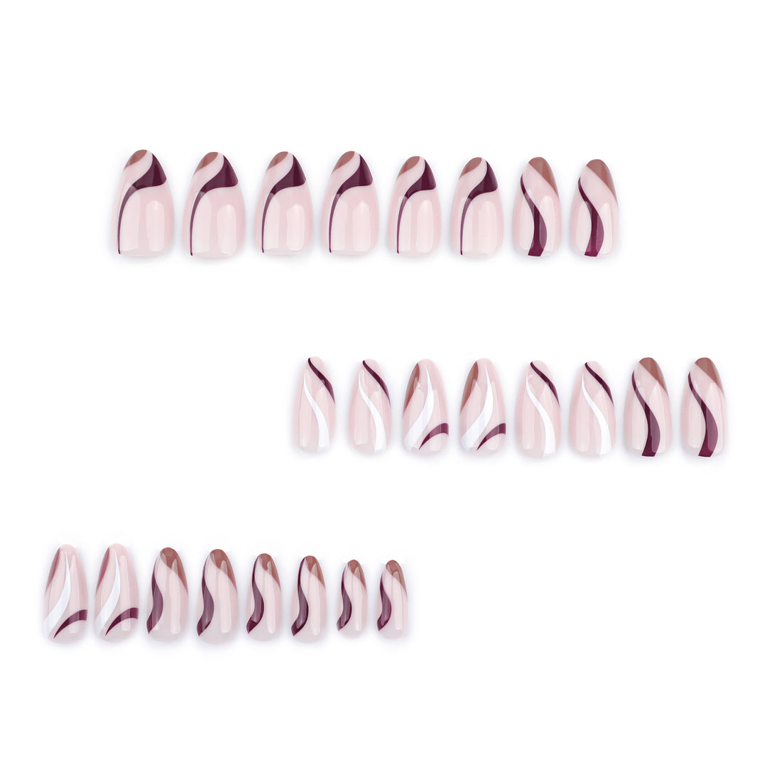 Elegant Nail Art with Modern Wave Pattern and Glitter Accents Kalsten