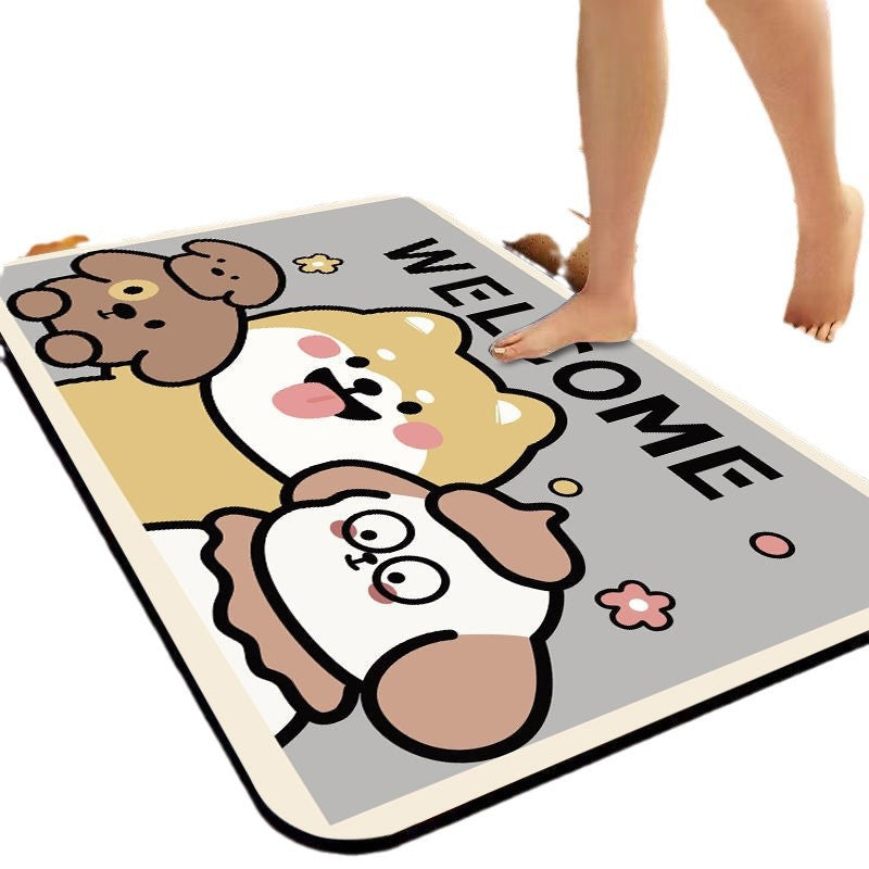 Cartoon Dog-Themed Bath Mat Kalsten