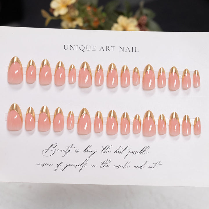 Elegant Gold-Tipped Stiletto Press-On Nails