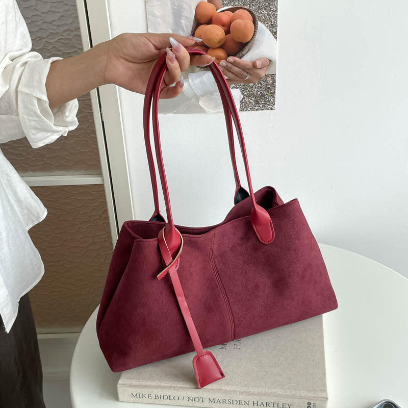 Stylish Faux Suede Handbag