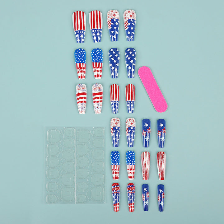 Creative Nail Art Artificial Nails in Patriotic Design Kalsten