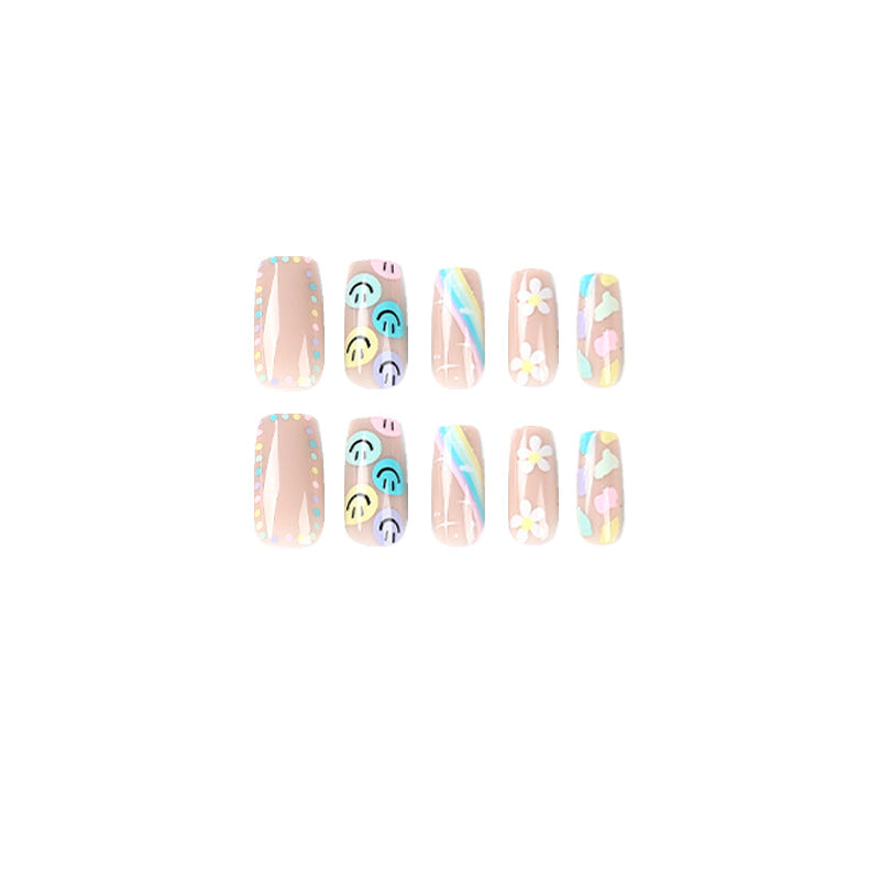 Artful Nail Art with Flower and Smiley Motifs Kalsten