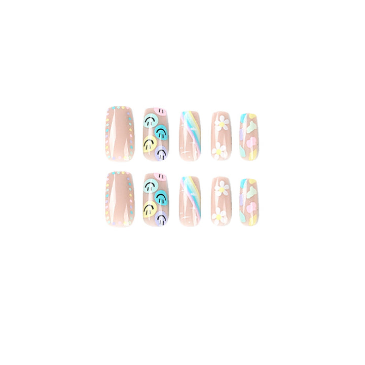 Artful Nail Art with Flower and Smiley Motifs Kalsten
