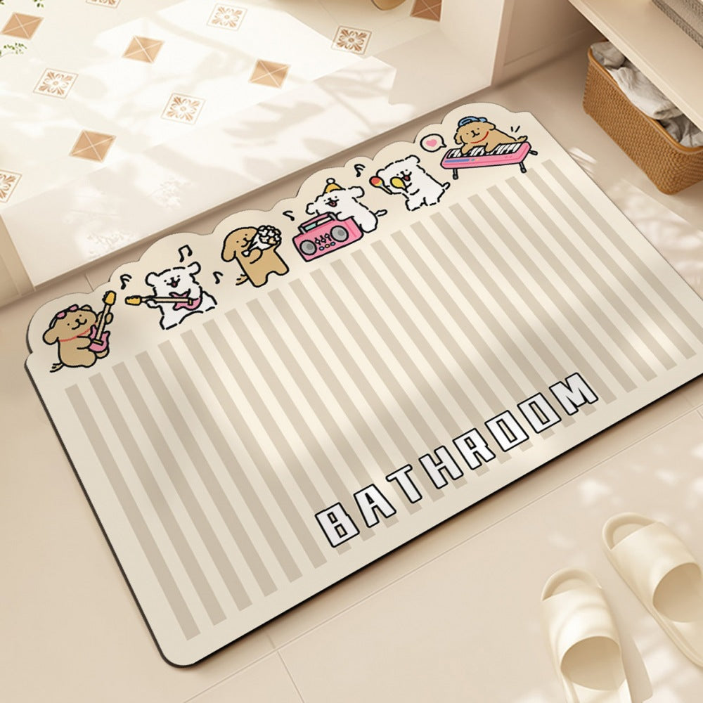 Cartoon Bear-Themed Bath Mat