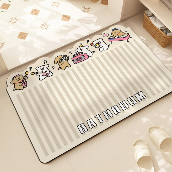 Cartoon Bear-Themed Bath Mat