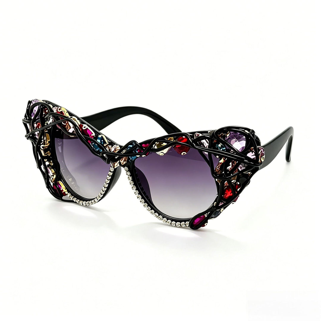 Women's Cat-Eye Sunglasses with Sparkling Crystal Frame and Artistic Decorations Kalsten