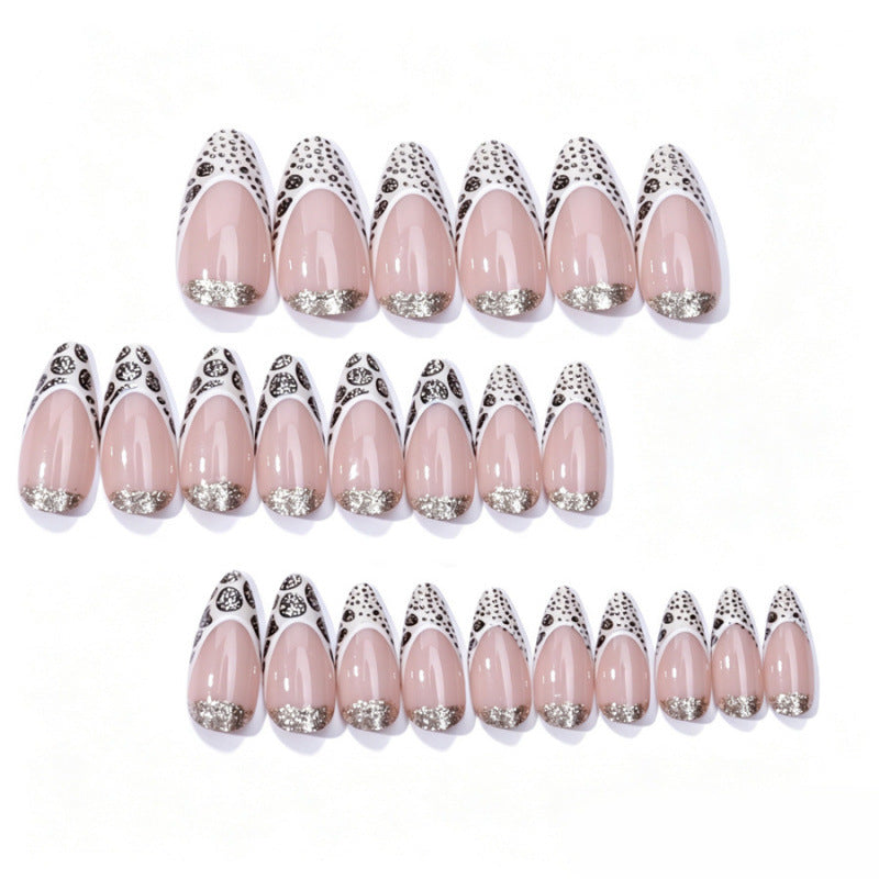 Elegant Stiletto Press-On Nail Art with Glitter Accents
