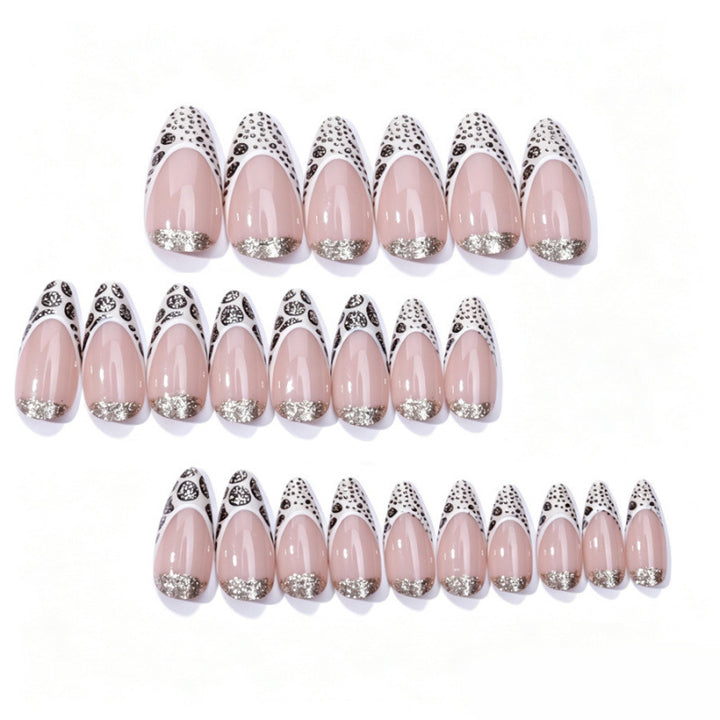 Elegant Stiletto Press-On Nail Art with Glitter Accents