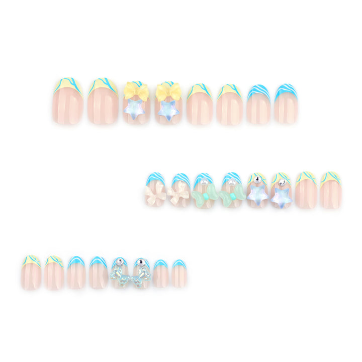 Artificial nail art with colorful pastel designs and 3D embellishments Kalsten