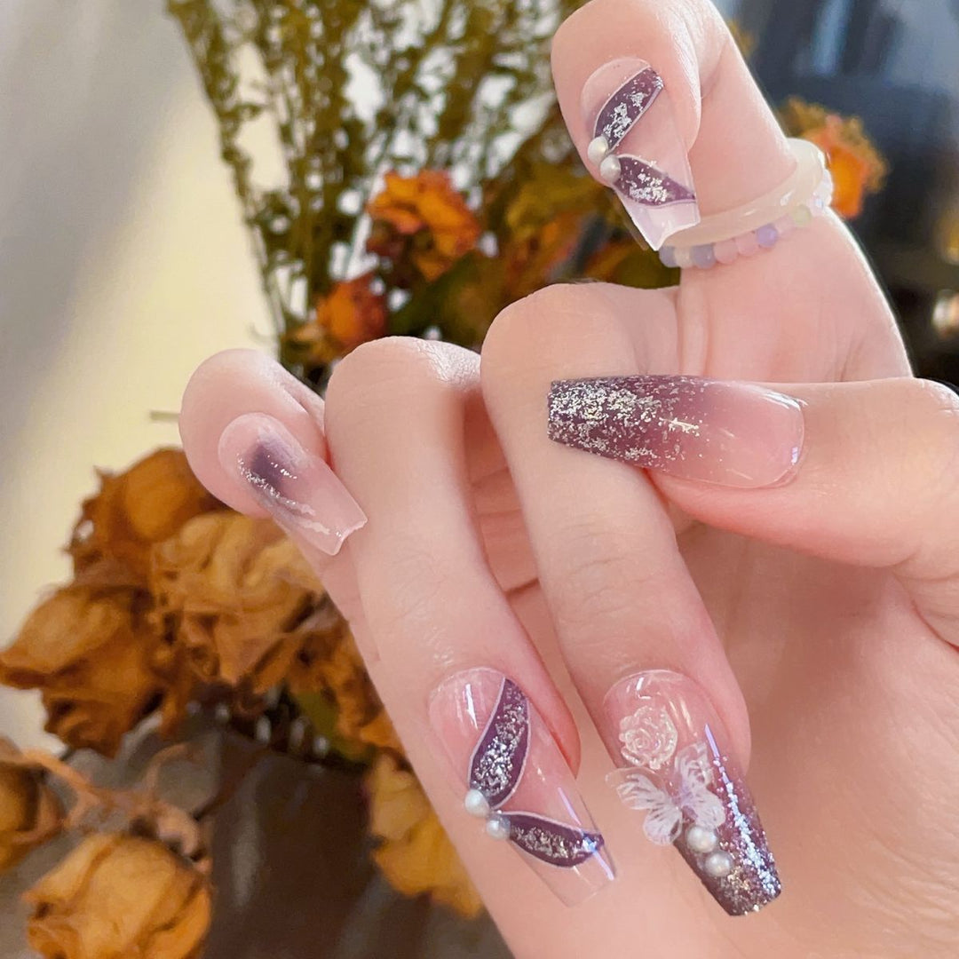 Creative Floral-Patterned Press-On Nails