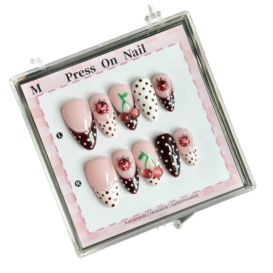 Customizable Cherry-Themed Press-On Nail Set