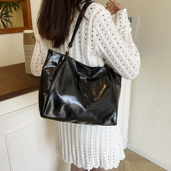 Glossy Vegan Leather Tote Bag