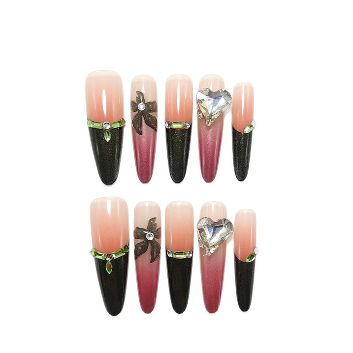 Artificial nails with elegant tip design and glitter accents Kalsten