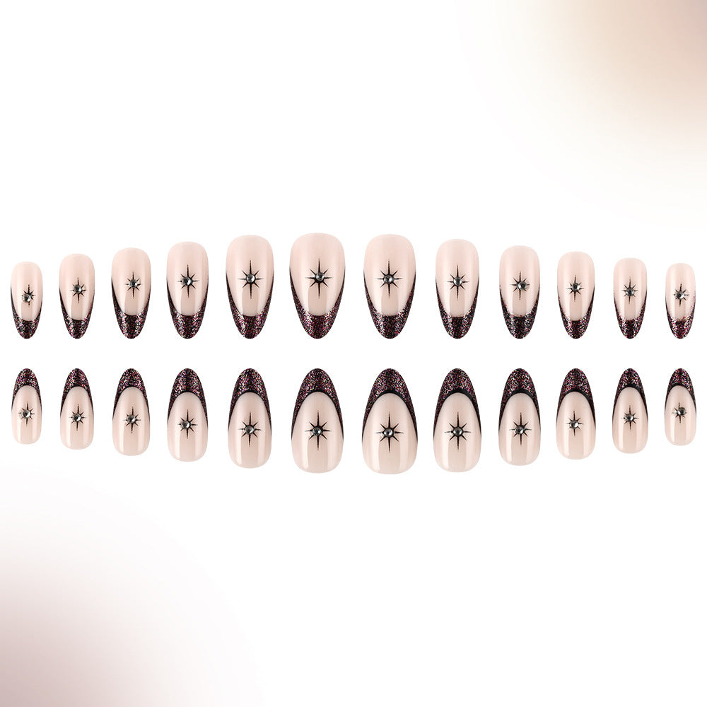Glamorous Star-Embellished French Tip Nail Art Kalsten