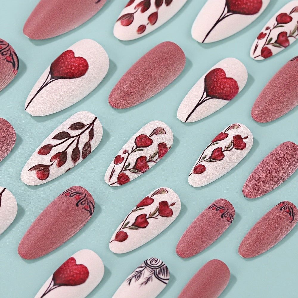 Artificial Nail Set with Romantic Heart Design Kalsten