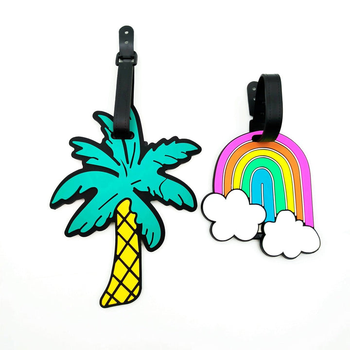 silicone rainbow-shaped luggage tag with adjustable buckle strap soft PVC travel ID tag Kalsten