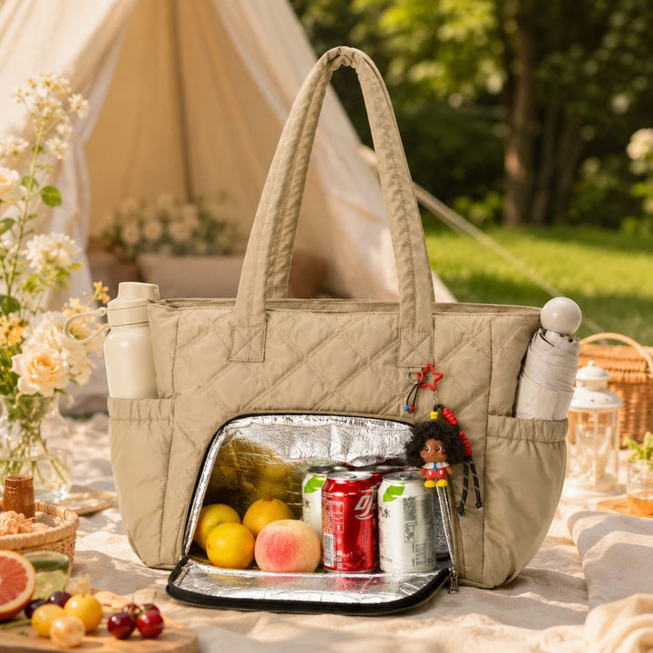 Quilted Multi-Compartment Travel Tote