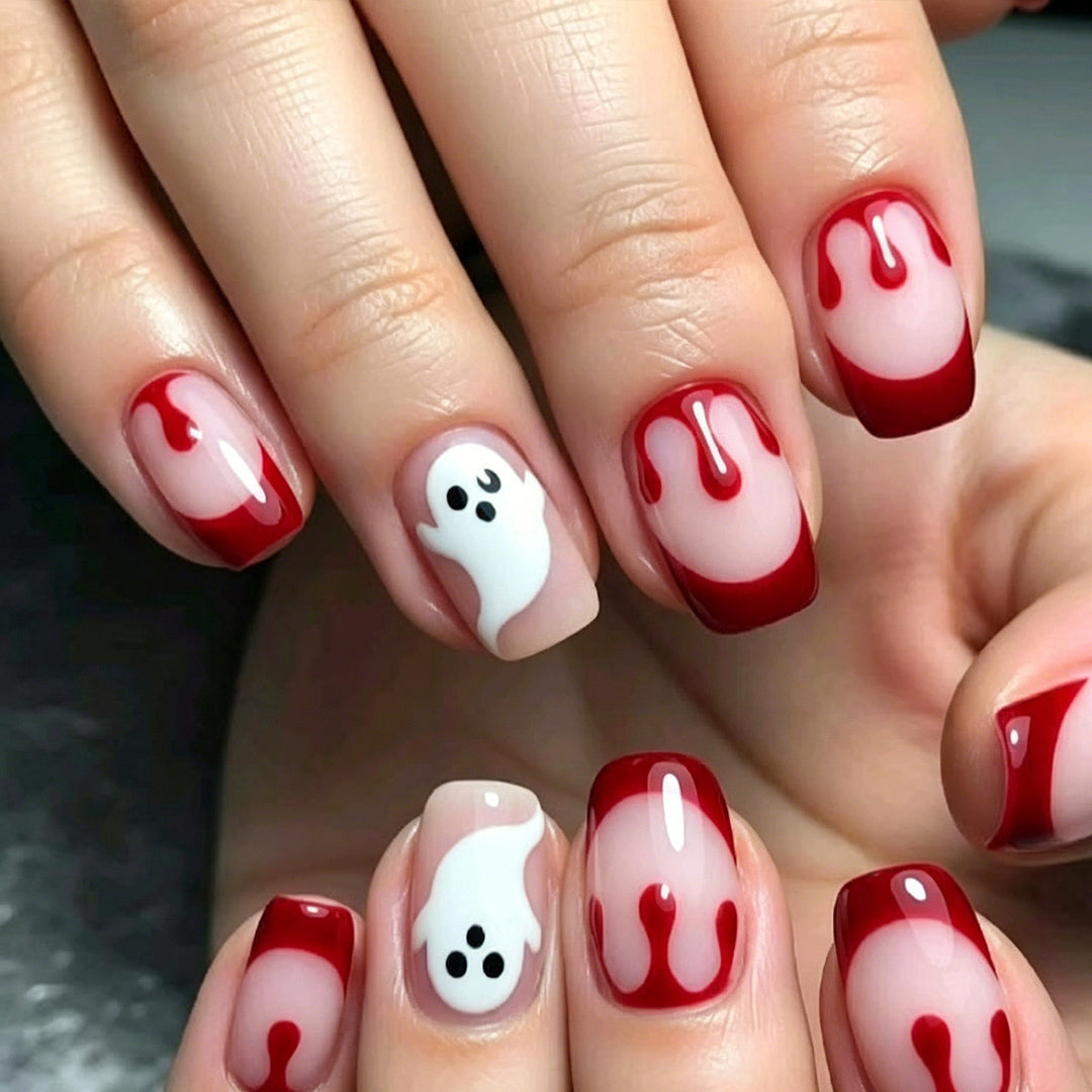Spooky Ghost-Themed Nail Art Extensions Kalsten