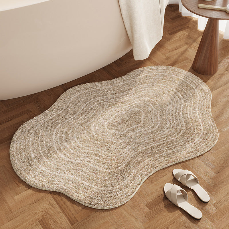 Abstract Shaped Plush Bath Mat for Bathroom