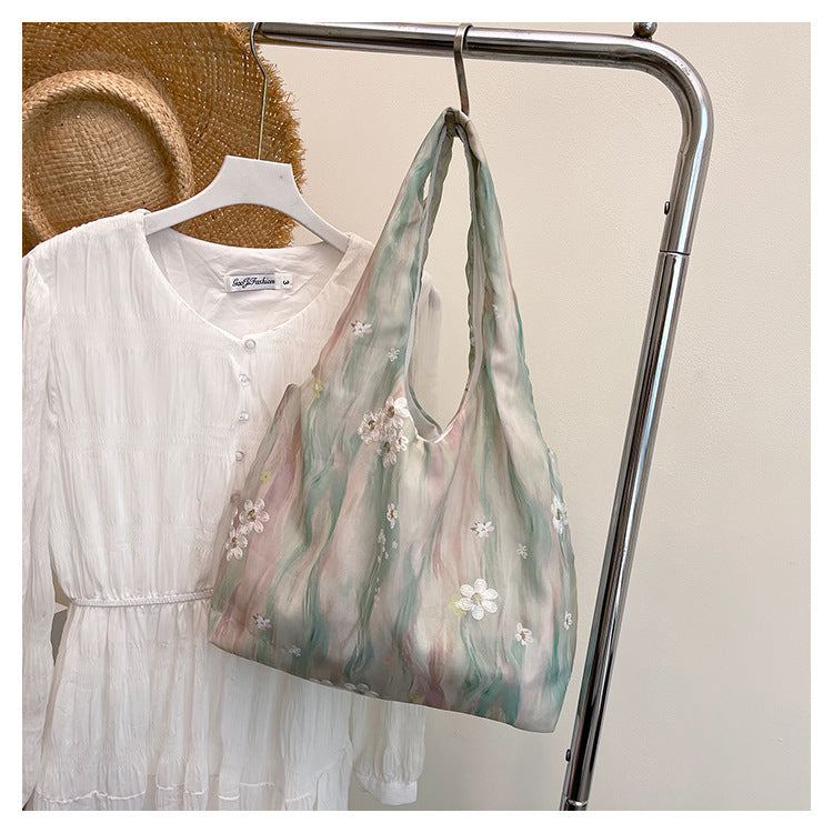 Elegant Floral Printed Shoulder Tote Bag Kalsten