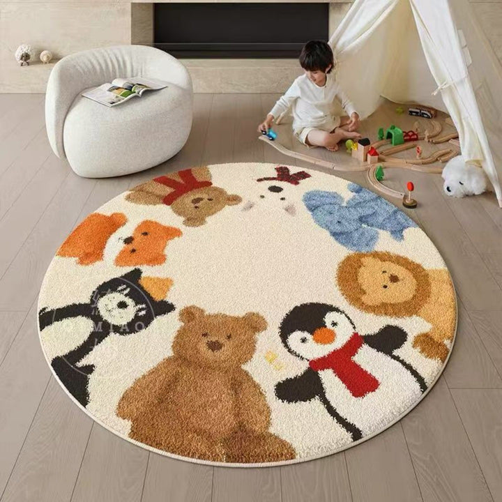Cartoon-Themed Plush Area Rug for Home Decor