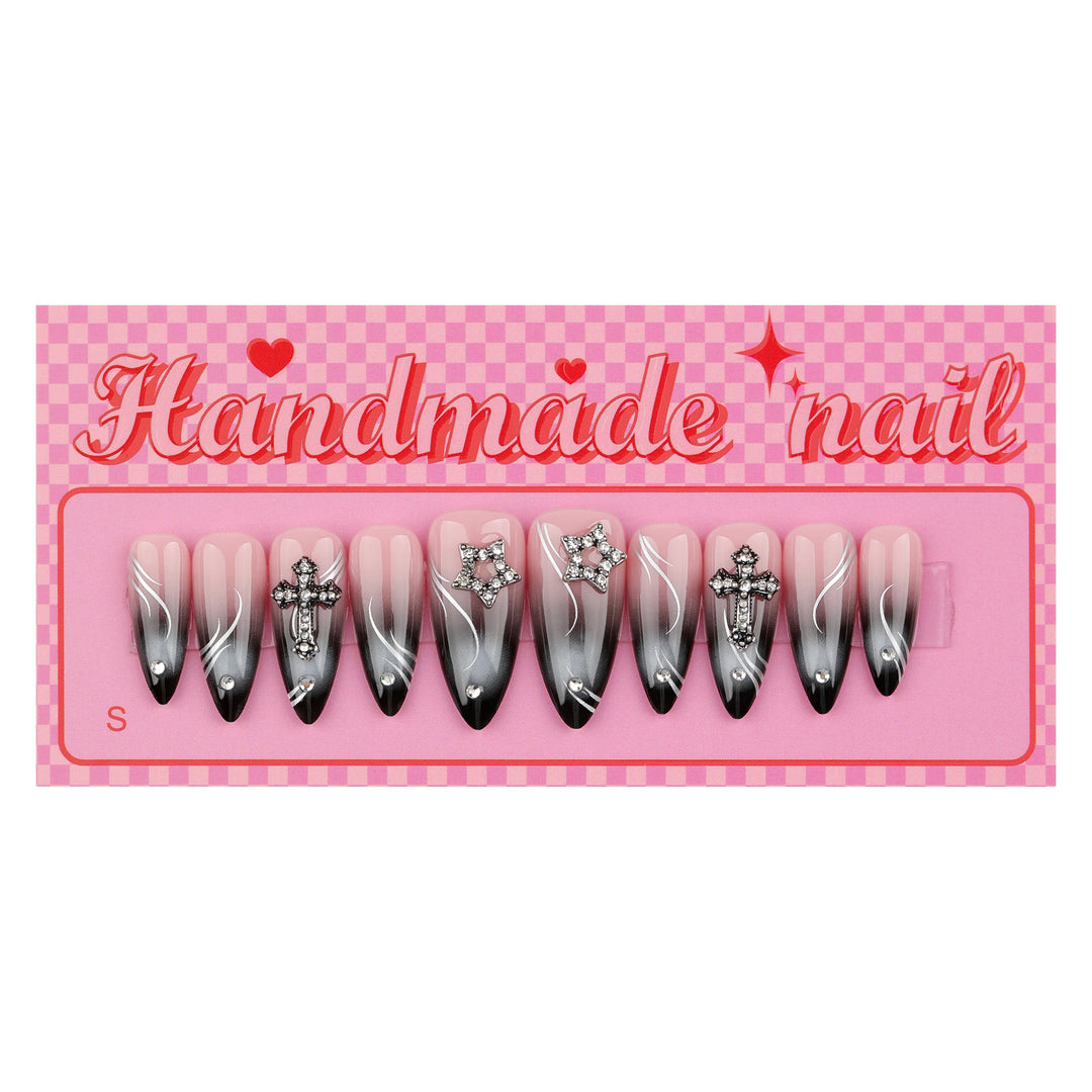 Artistic stiletto nails with elegant glitter design Kalsten