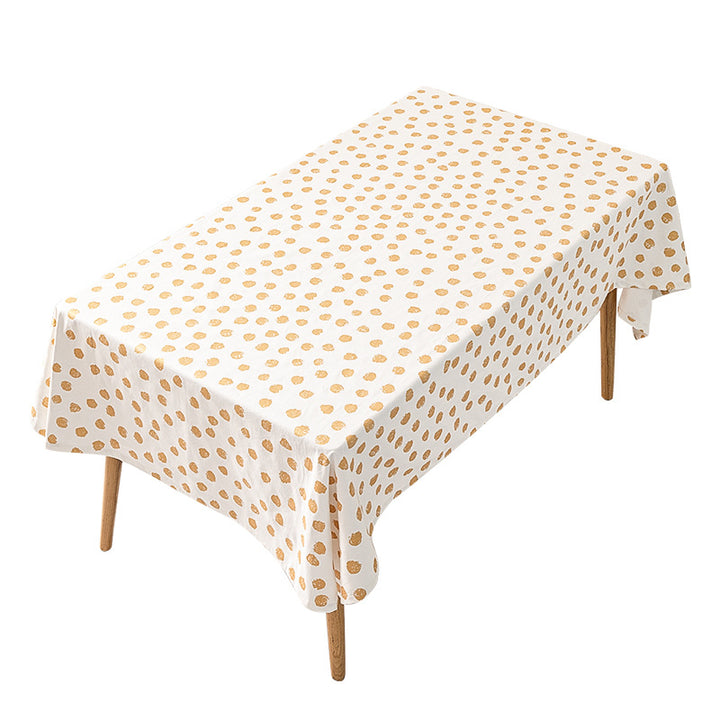 Rectangular tablecloth made of cotton blend fabric with gold dot print